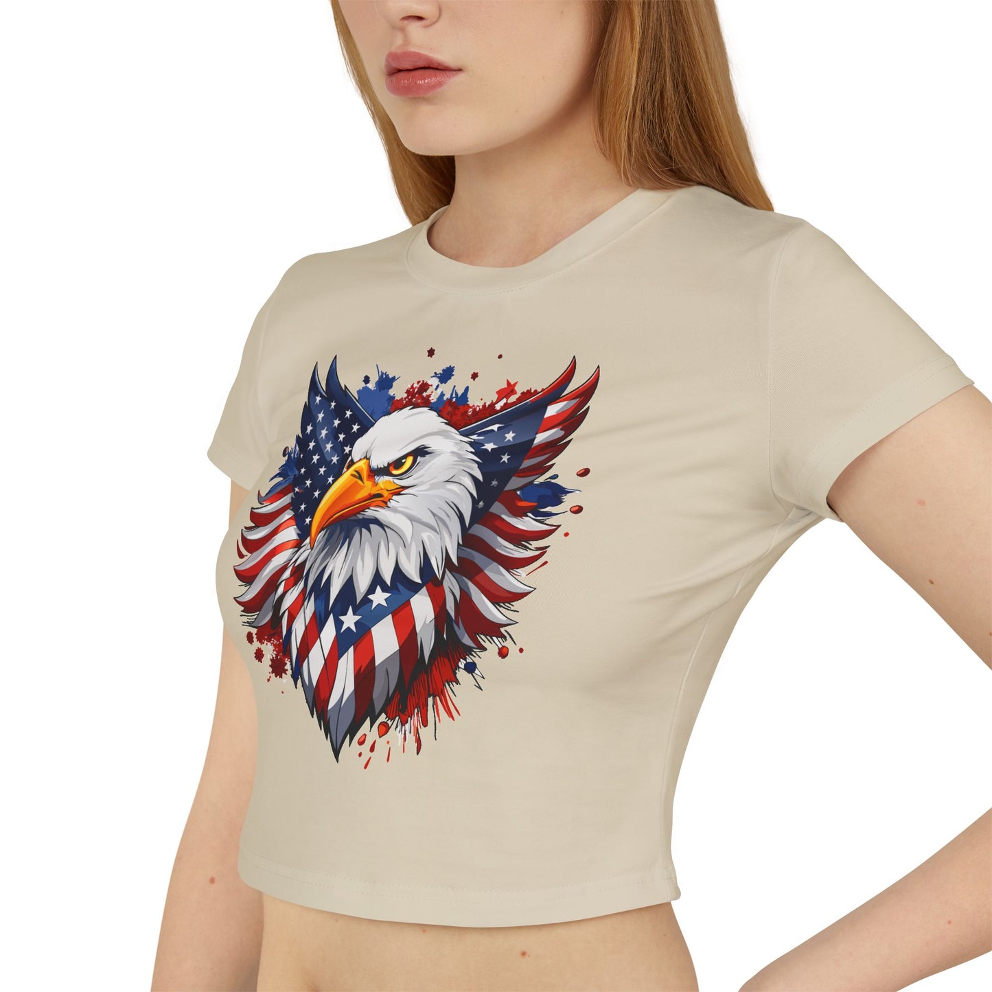 Princess Grace Patriotic Women's Baby Tee American Eagle Graphic Shirt