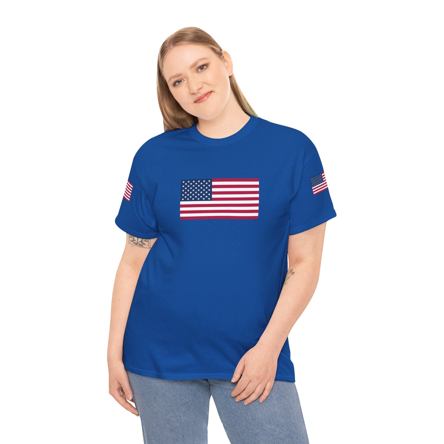 Princess Grace Patriotic Unisex Heavy Cotton Tee with USA Flag Design