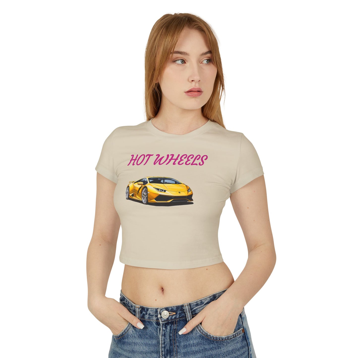 Princess Grace Women's Hot Wheels Baby Tee Cute and Stylish Car Graphic Top for Car Enthusiasts