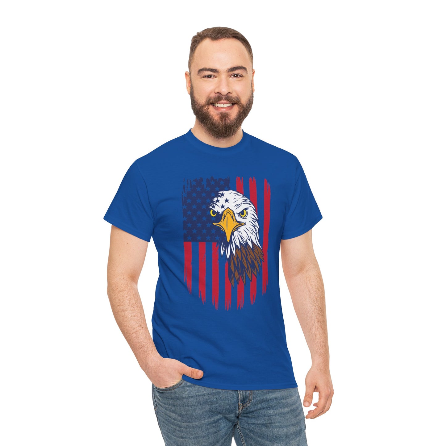 Princess Grace Eagle & American Flag Unisex Heavy Cotton Tee Patriotic Apparel for All Occasions