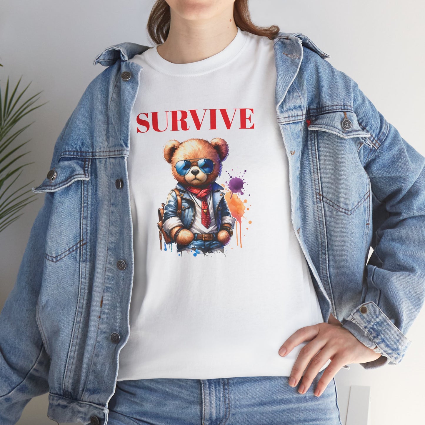 Princess Grace Survive Bear Unisex Heavy Cotton Tee