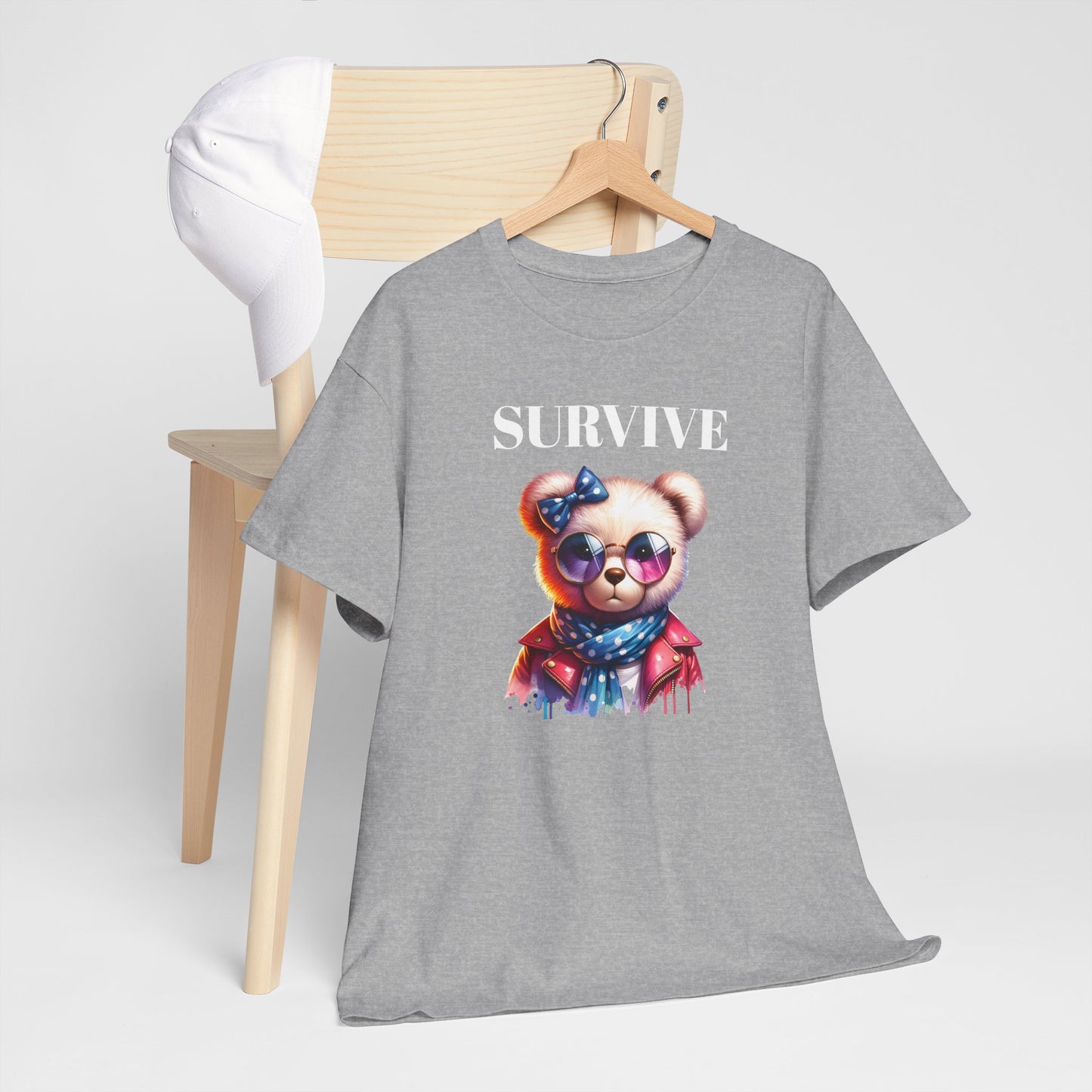 Princess Grace Cute Panda Illustration "Survive" Unisex Heavy Cotton Tee