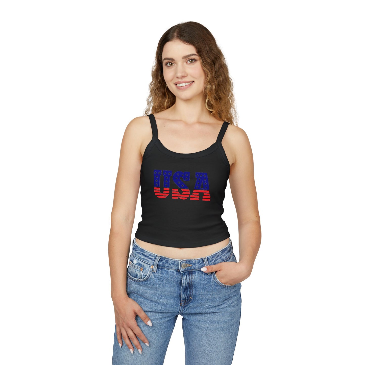 Princess Grace Stars & Stripes USA Women's Spaghetti Strap Tank Top