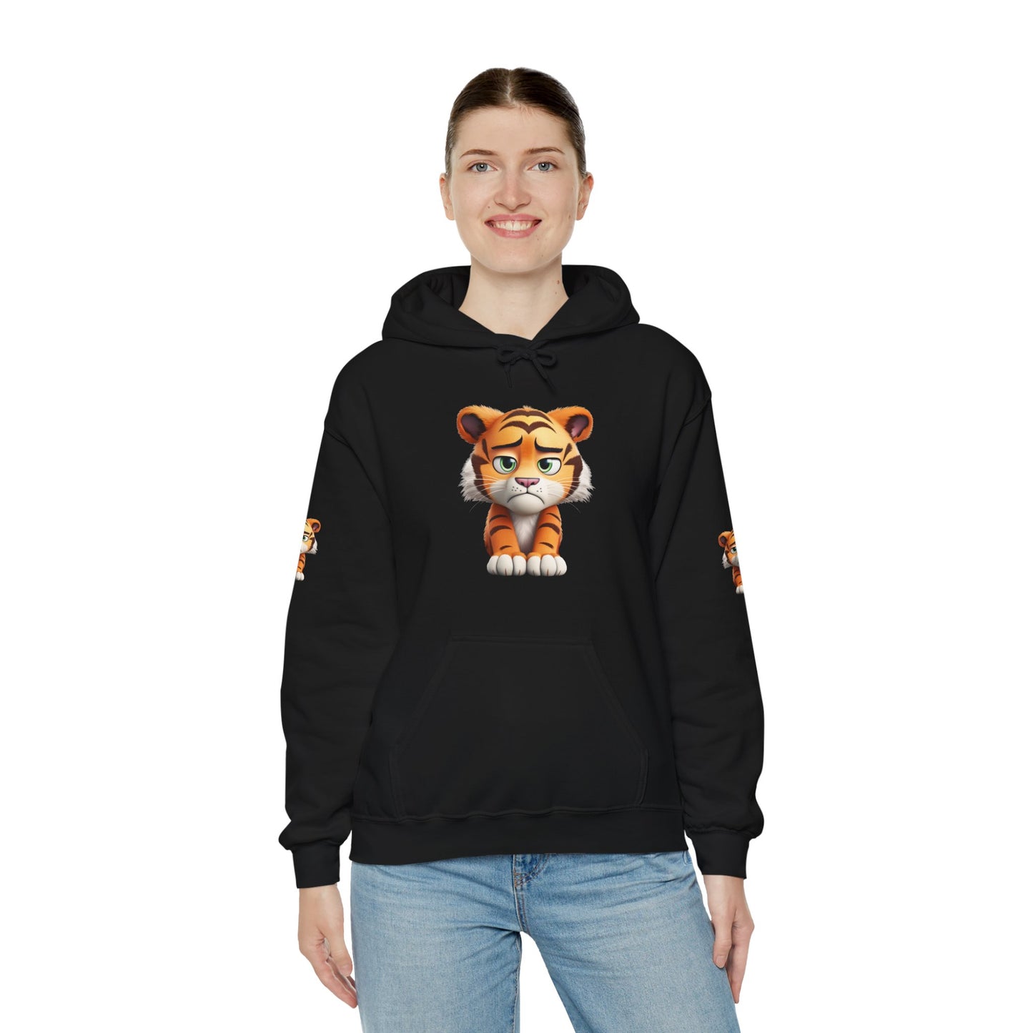 Princess Grace Playful Tiger Graphic Hoodie Unisex Heavy Blend Sweatshirt for Kids and Adults