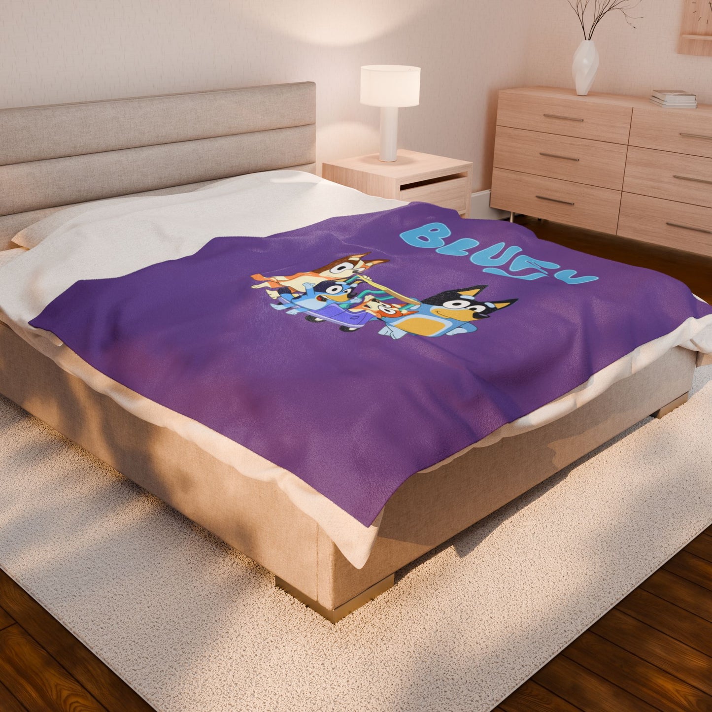Princess Grace Cozy Bluey Velveteen Plush Blanket Perfect for Kids and Family Snuggles