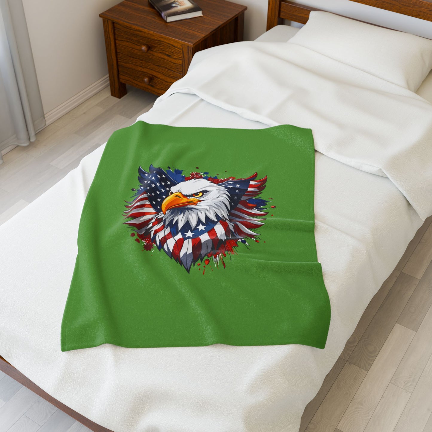 Princess Grace Patriotic Eagle Velveteen Plush Blanket Cozy Home Décor for Independence Day and Year Round Comfort