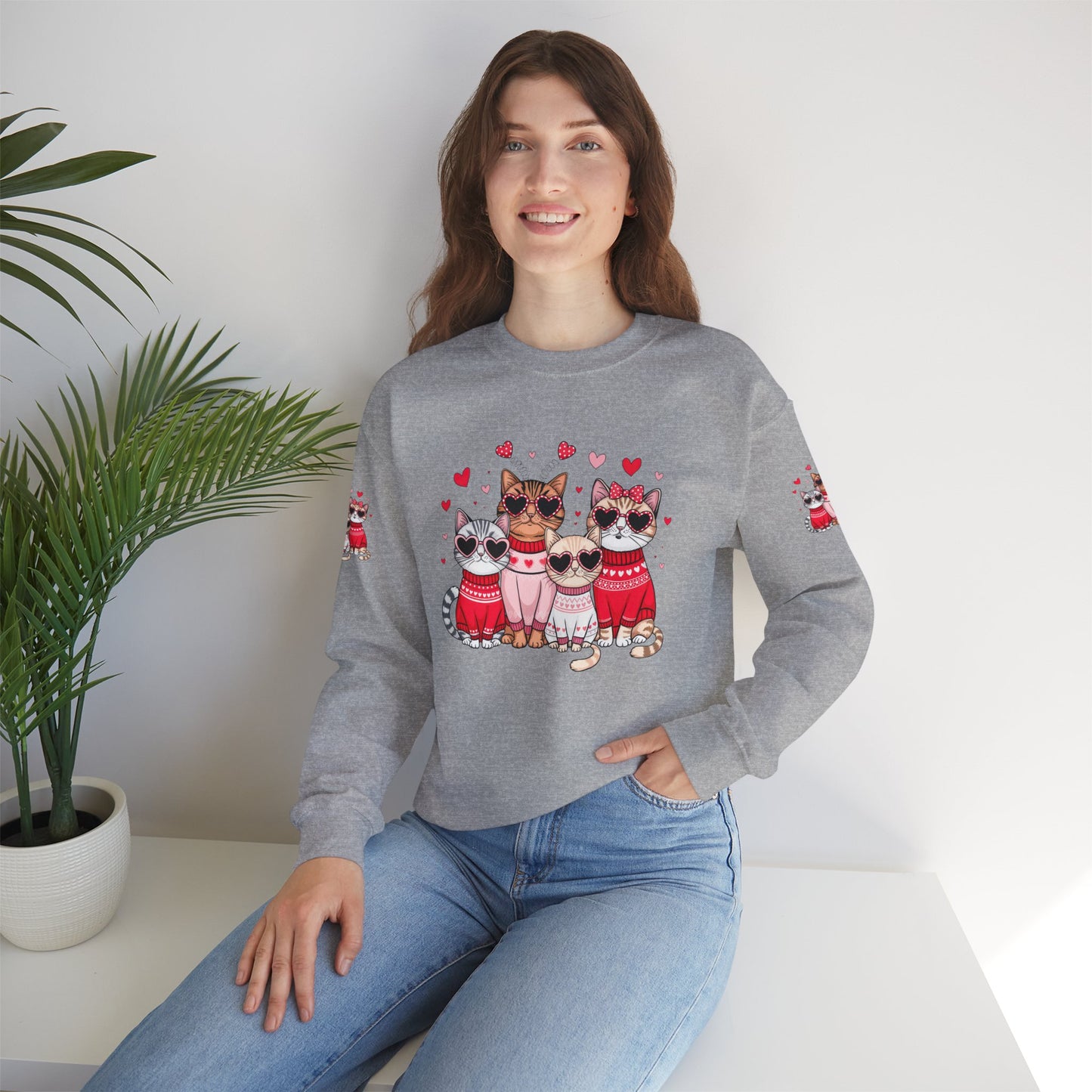 Princess Grace Cute Cat Lovers Crewneck Sweatshirt Cozy Valentine's Gift