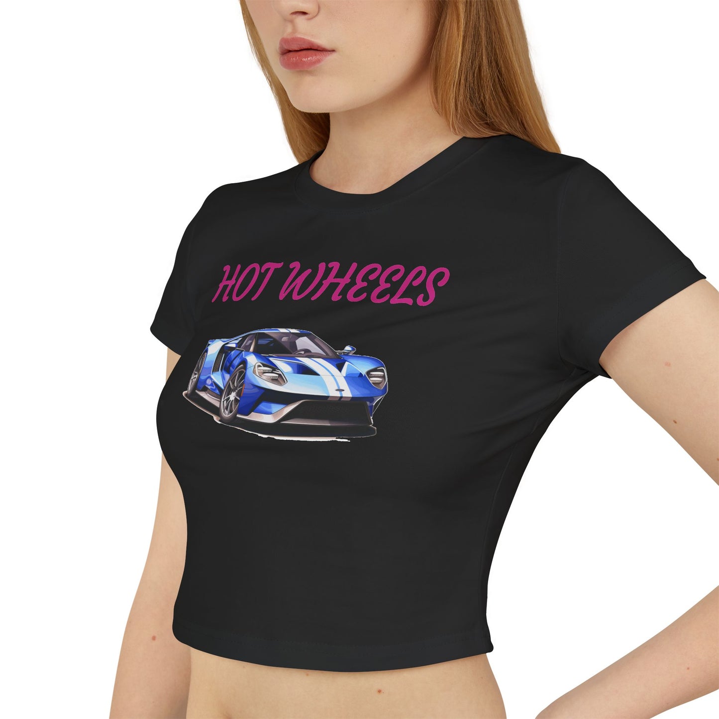 Princess Grace Hot Wheels Women's Baby Tee Cool Car Graphic Top for Automotive Enthusiasts