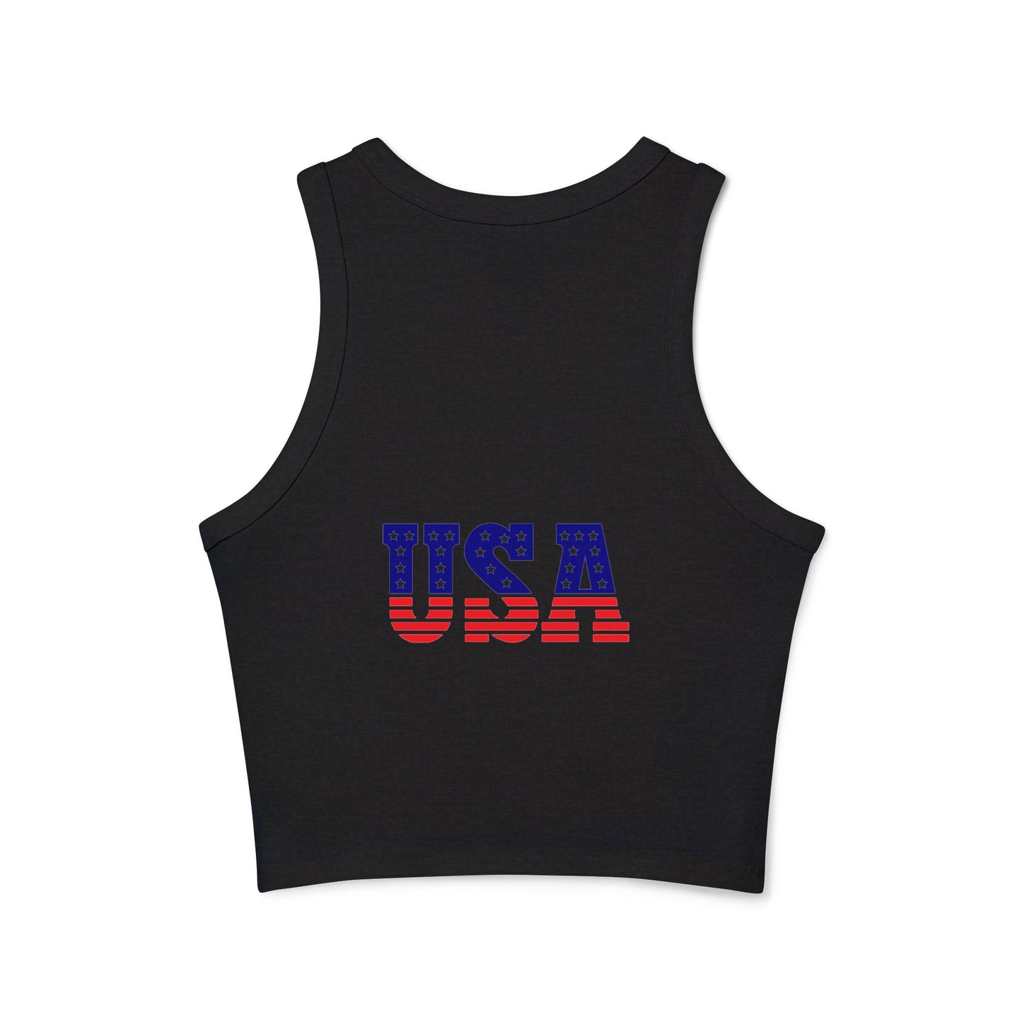 Princess Grace Patriotic Women's Micro Rib Racer Tank Top with Eagle & USA Design