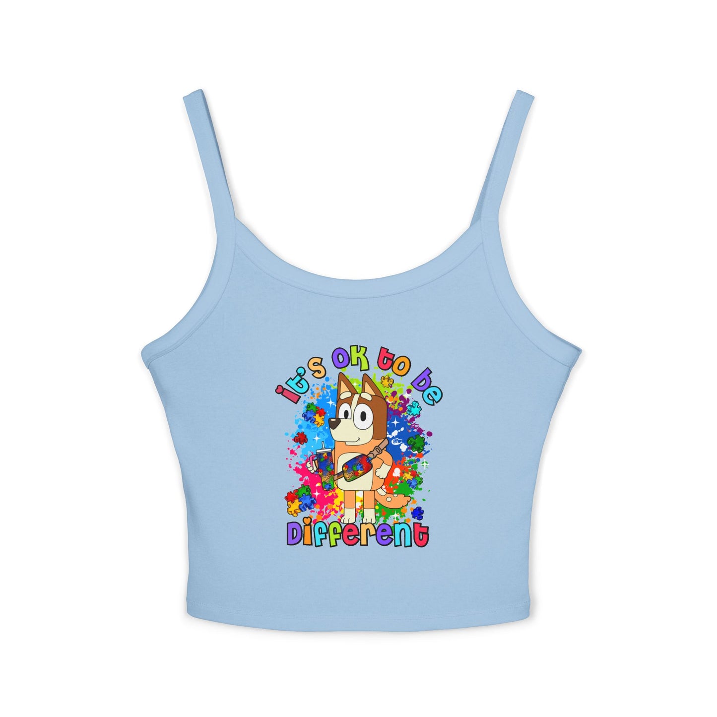 Princess Grace Bluey Colorful Spaghetti Strap Tank Top ‘It's OK to Be Different’