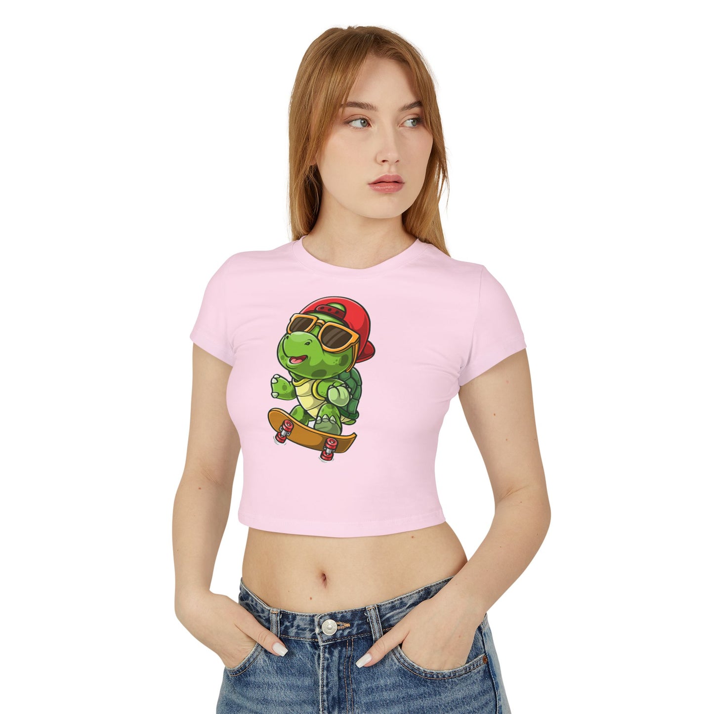 Princess Grace Cute Skateboarding Turtle Women's Baby Tee