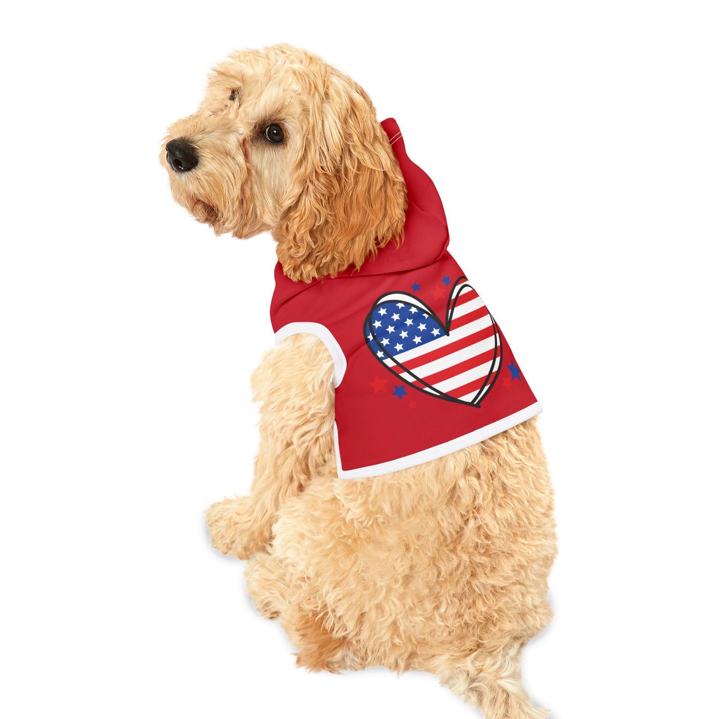 Princess Grace Patriotic Pet Hoodie Red Heart Design for Dogs