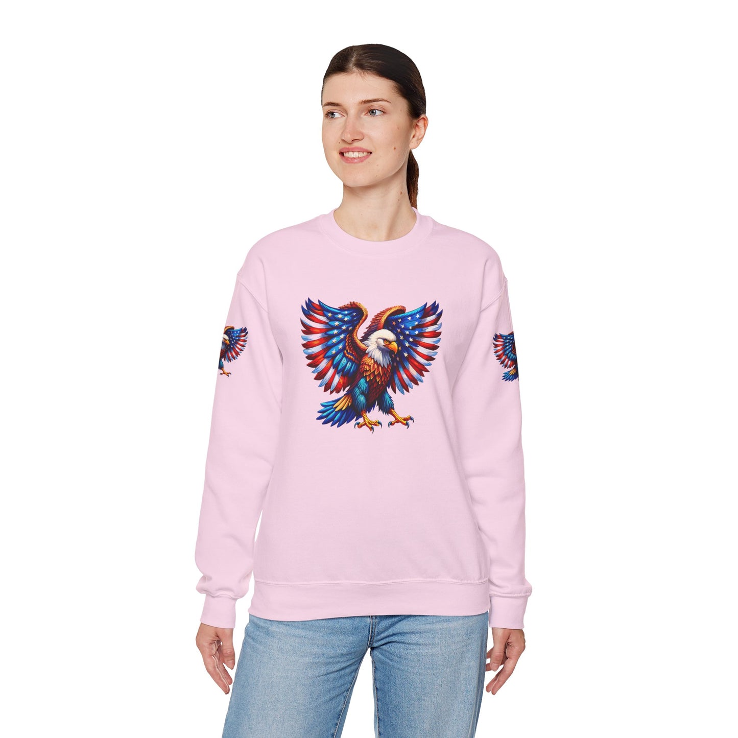 Princess Grace Eagle Wings Unisex Crewneck Sweatshirt Patriotic Graphic Pullover