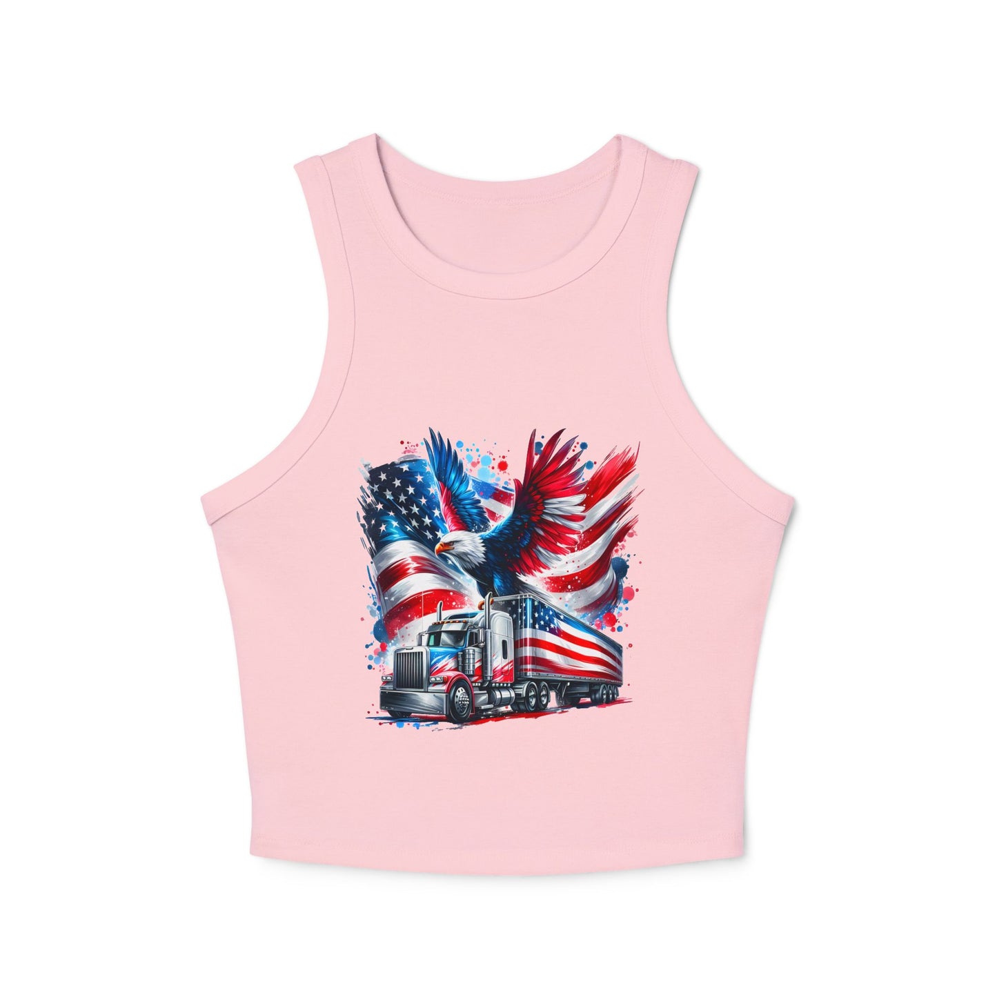Princess Grace Patriotic Women's Racer Tank Top USA Truck & Eagle Design