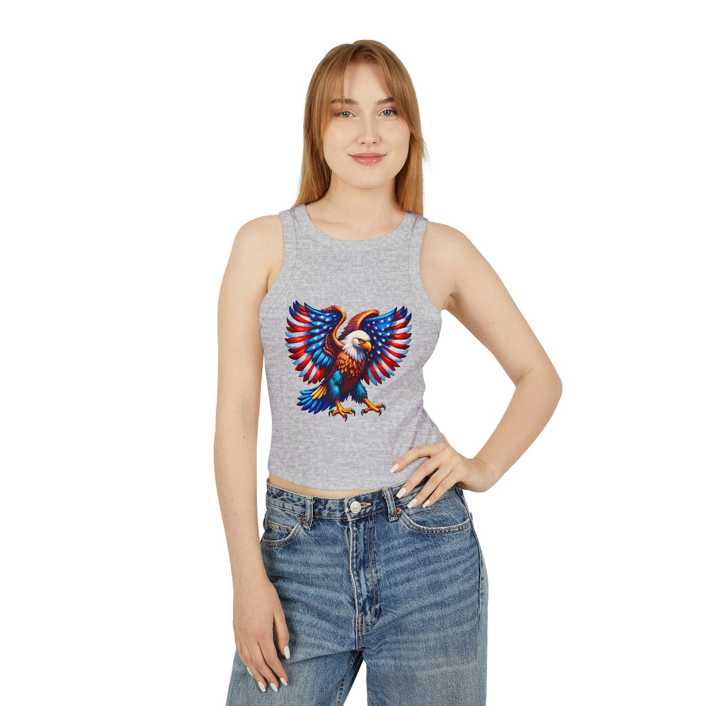 Princess Grace Patriotic Eagle Racer Tank Top for Women