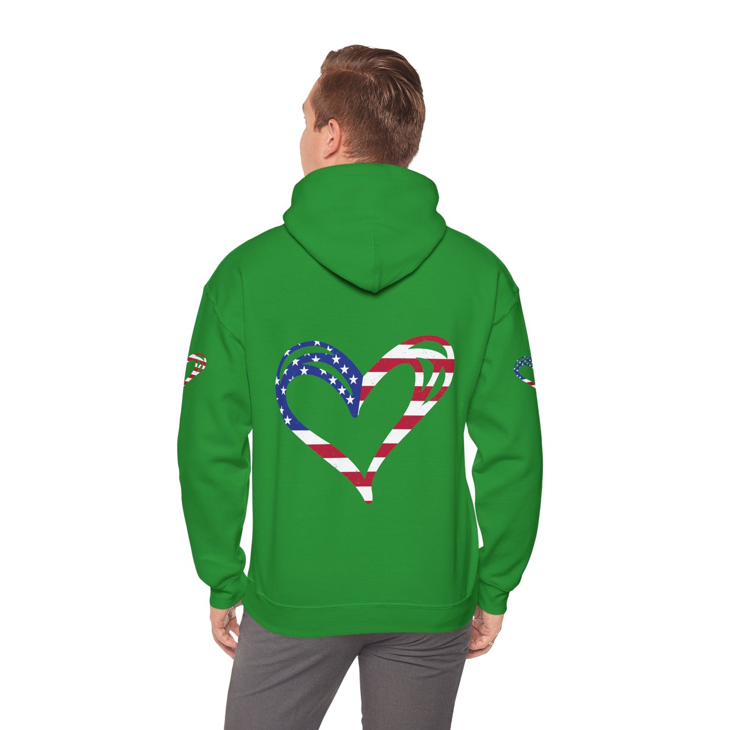 Princess Grace Patriotic Heart Unisex Hoodie Comfortable Heavy Blend Sweatshirt for Independence Day and Everyday Wear