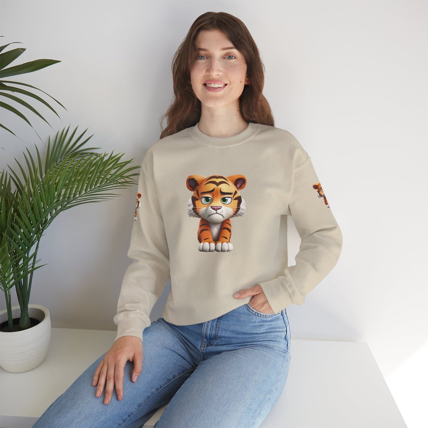 Princess Grace Cute Tiger Graphic Unisex Crewneck Sweatshirt