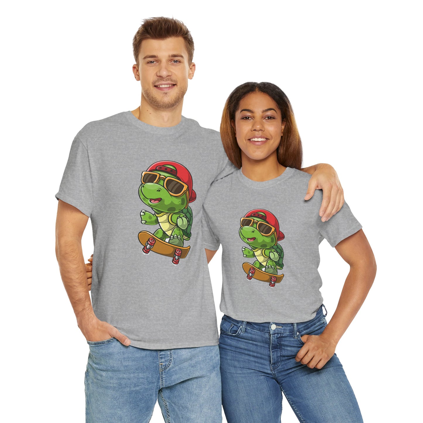 Princess Grace Cool Skateboarding Turtle Unisex Heavy Cotton Tee