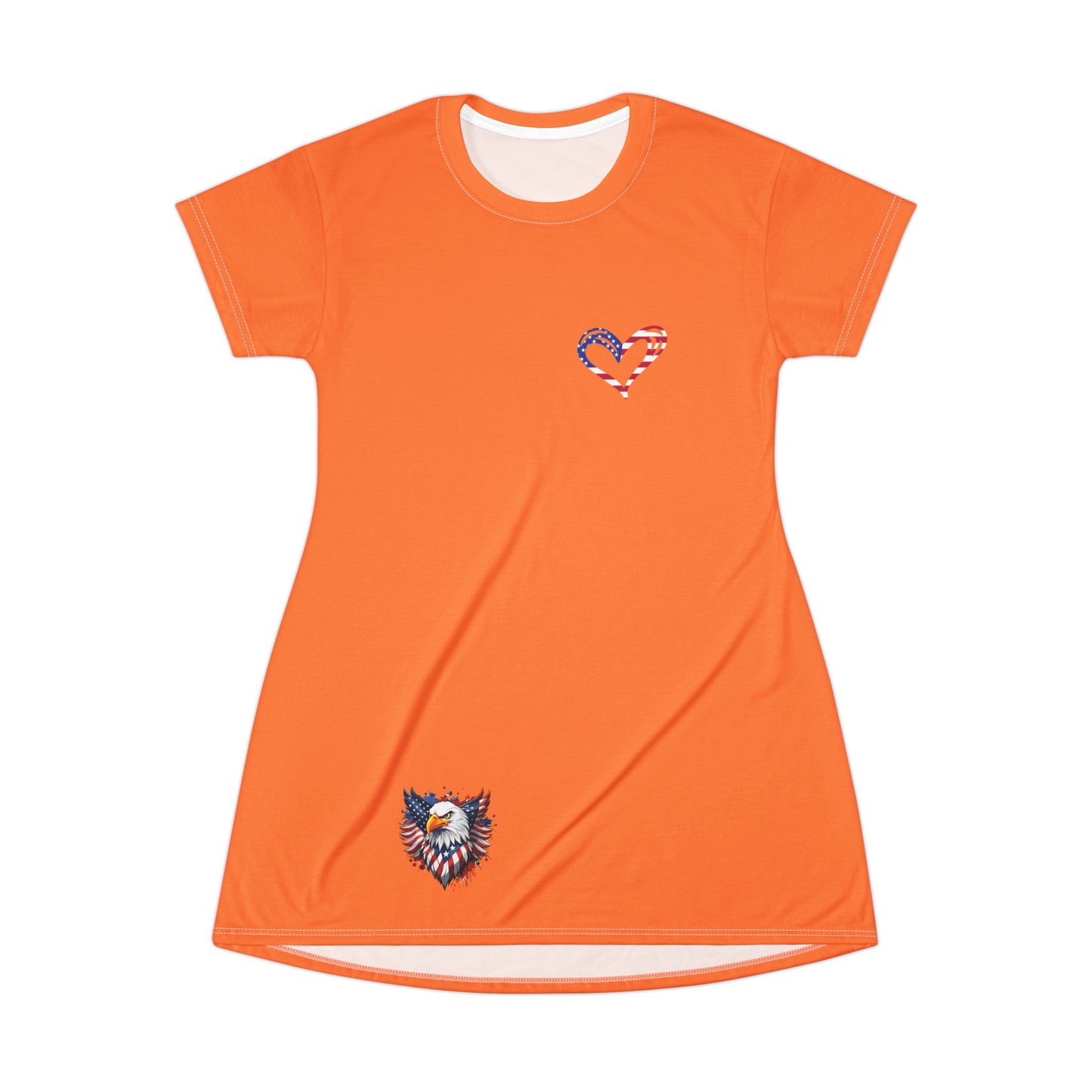 Princess Grace Patriotic Heart T-Shirt Dress for Summer Celebrations