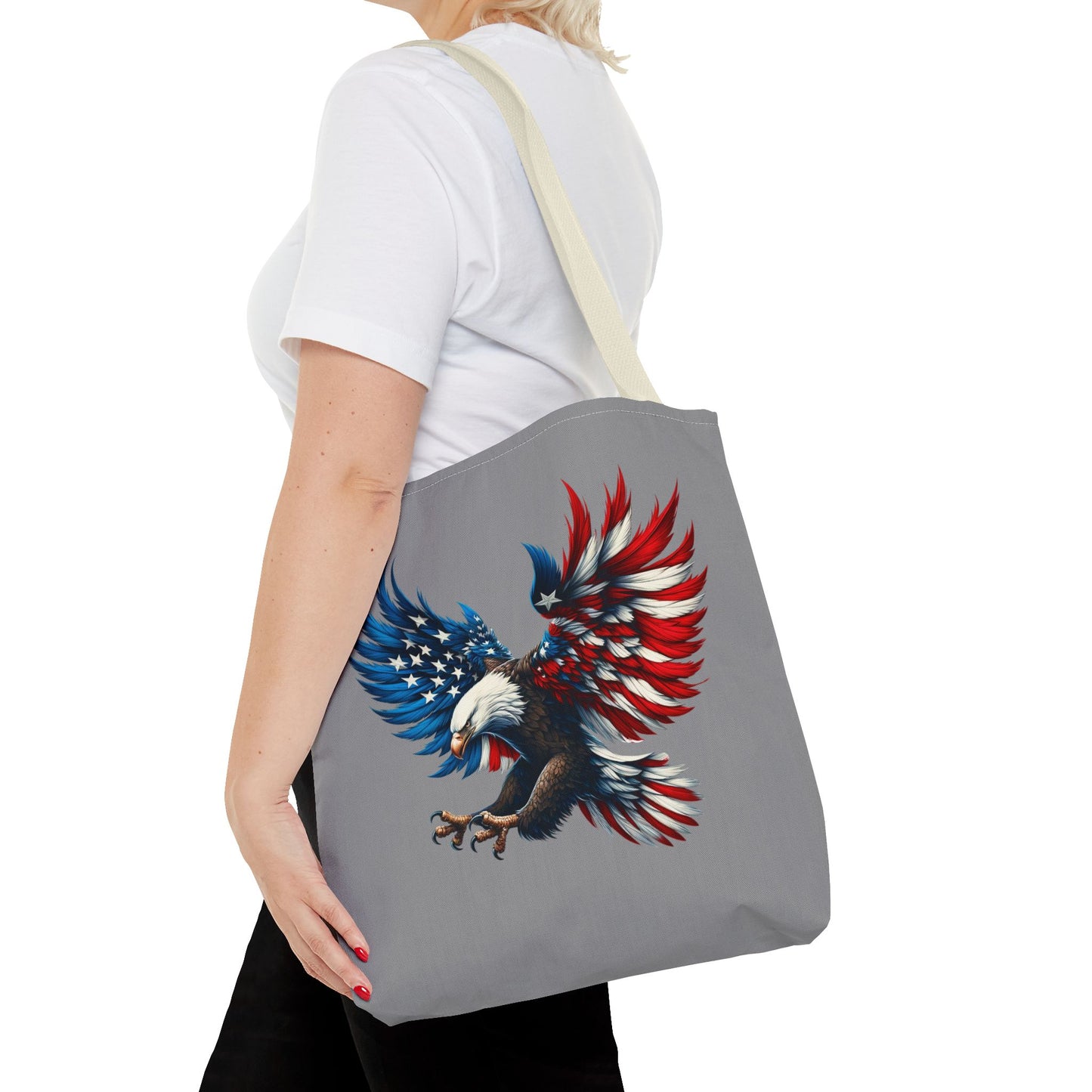 Princess Grace Patriotic Eagle Tote Bag USA Flag Design for Independence Day & Everyday Use