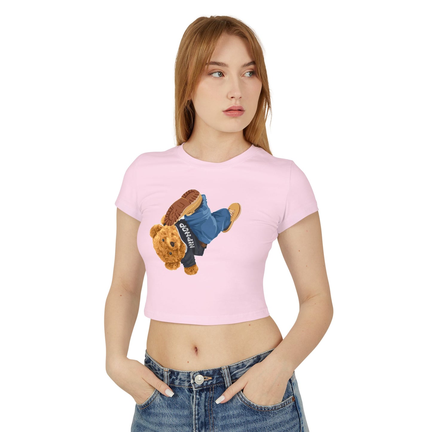 Princess Grace Cute Cartoon Bear Women's Baby Tee Perfect for Casual Style & Gifts