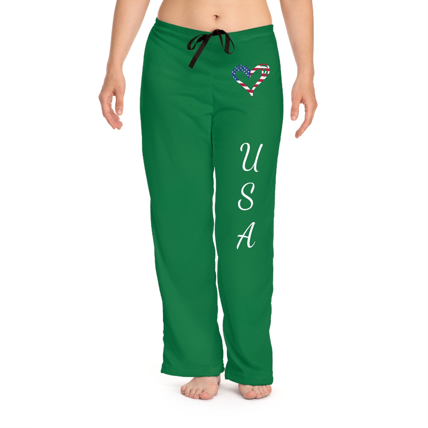 Princess Grace Patriotic Pajama Pants with USA Heart Print