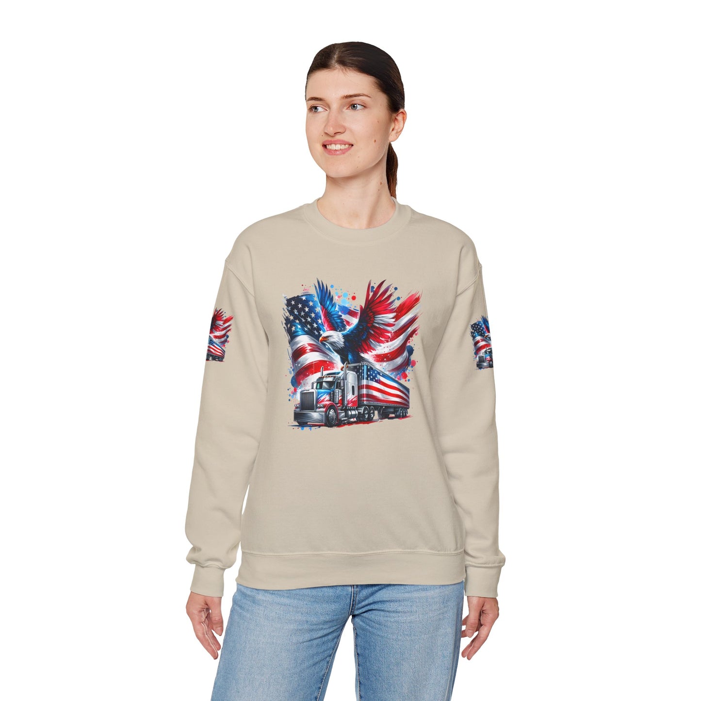 Princess Grace Patriotic Eagle Sweatshirt Unisex Heavy Blend Crewneck for Independence Day Veteran's Day & Everyday Comfort