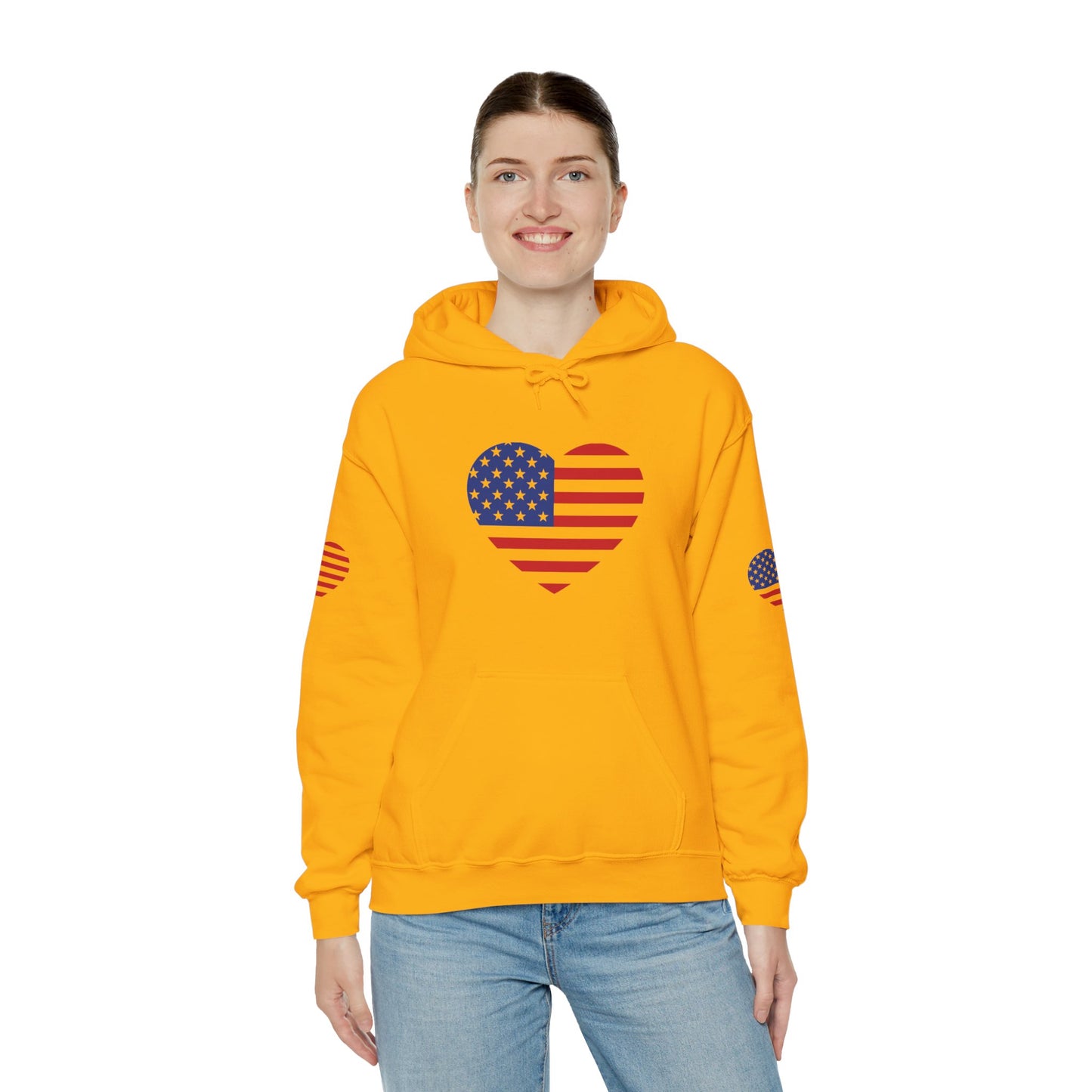 Princess Grace Patriotic Heart Design Unisex Hoodie Perfect for Holidays and Celebrations