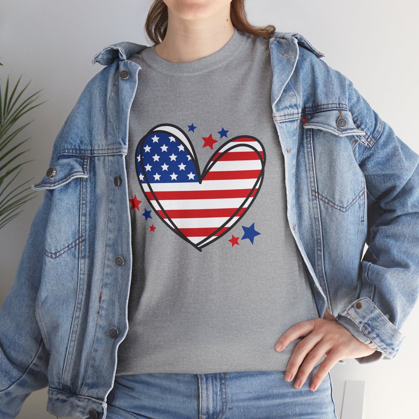 Princess Grace Patriotic Heart Unisex Heavy Cotton Tee USA Love T-Shirt