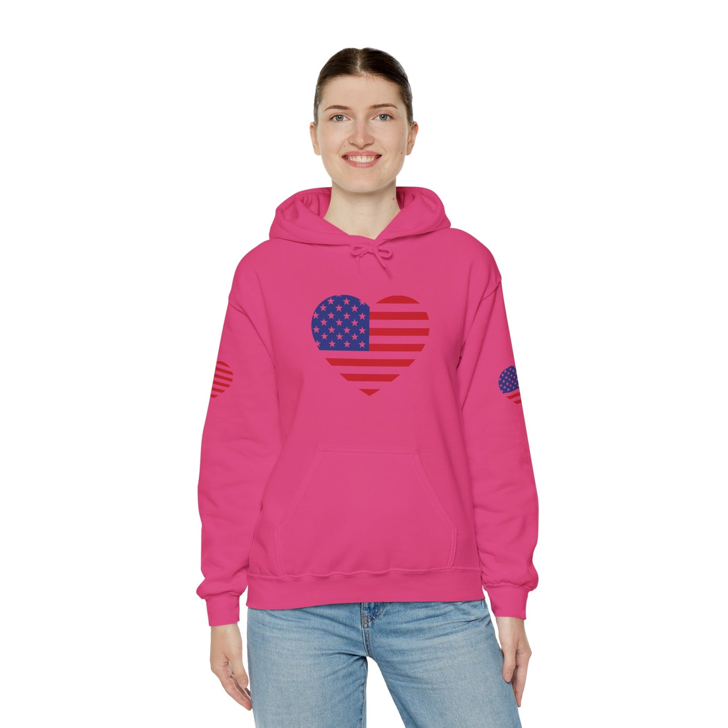 Princess Grace Patriotic Heart Design Unisex Hoodie Perfect for Holidays and Celebrations
