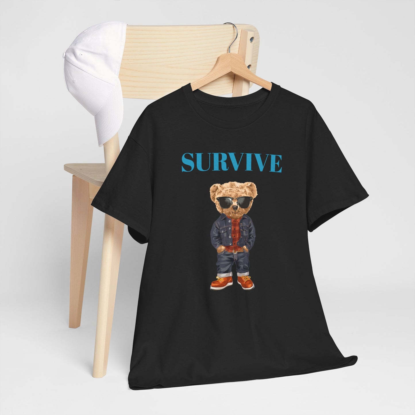 Princess Grace Cool Bear Graphic Tee 'SURVIVE' Unisex Heavy Cotton Shirt