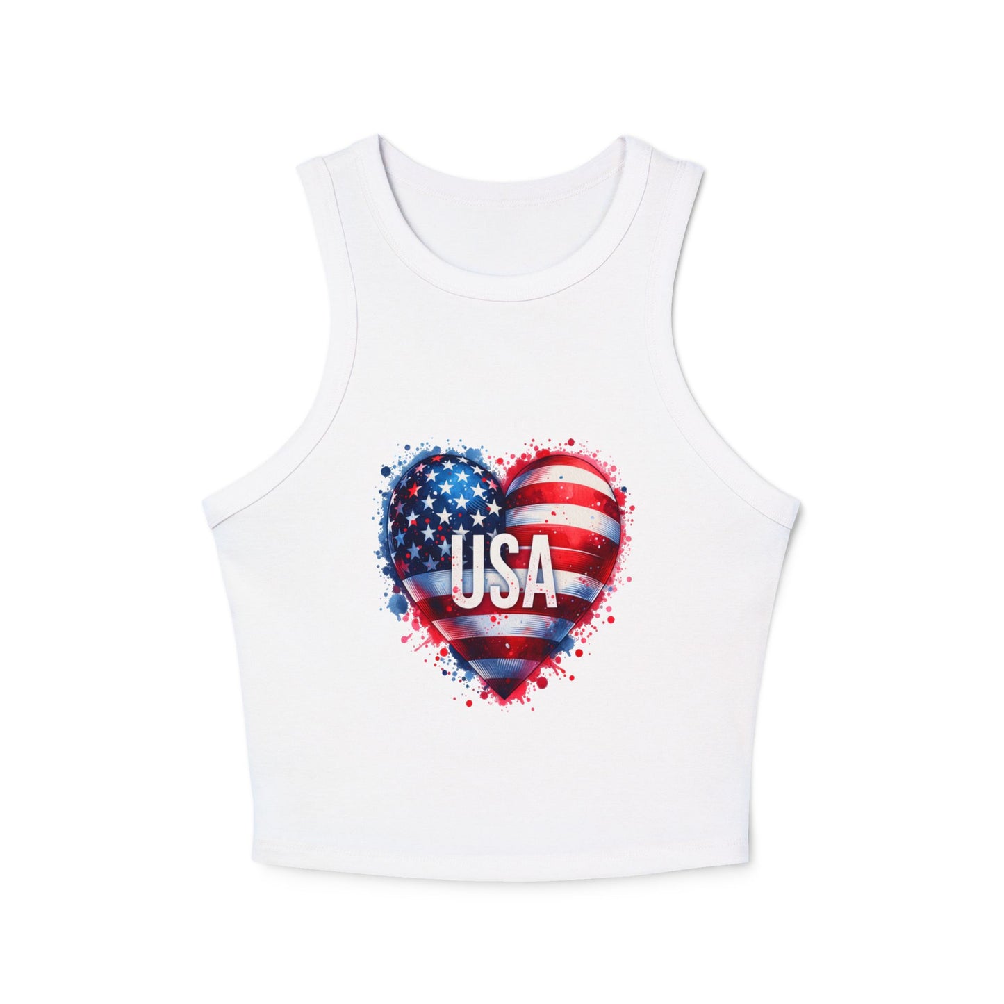 Princess Grace Patriotic Women’s Micro Rib Racer Tank Top USA Heart Design