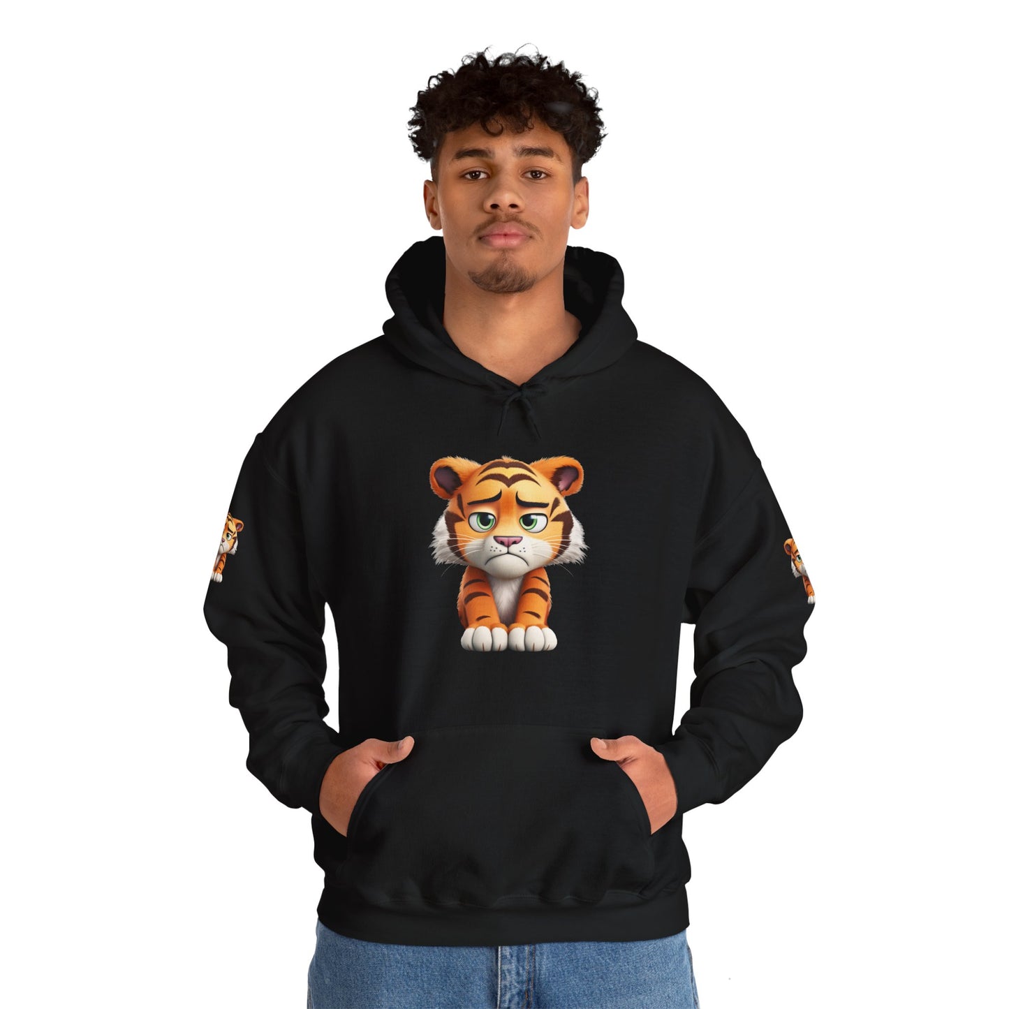 Princess Grace Playful Tiger Graphic Hoodie Unisex Heavy Blend Sweatshirt for Kids and Adults