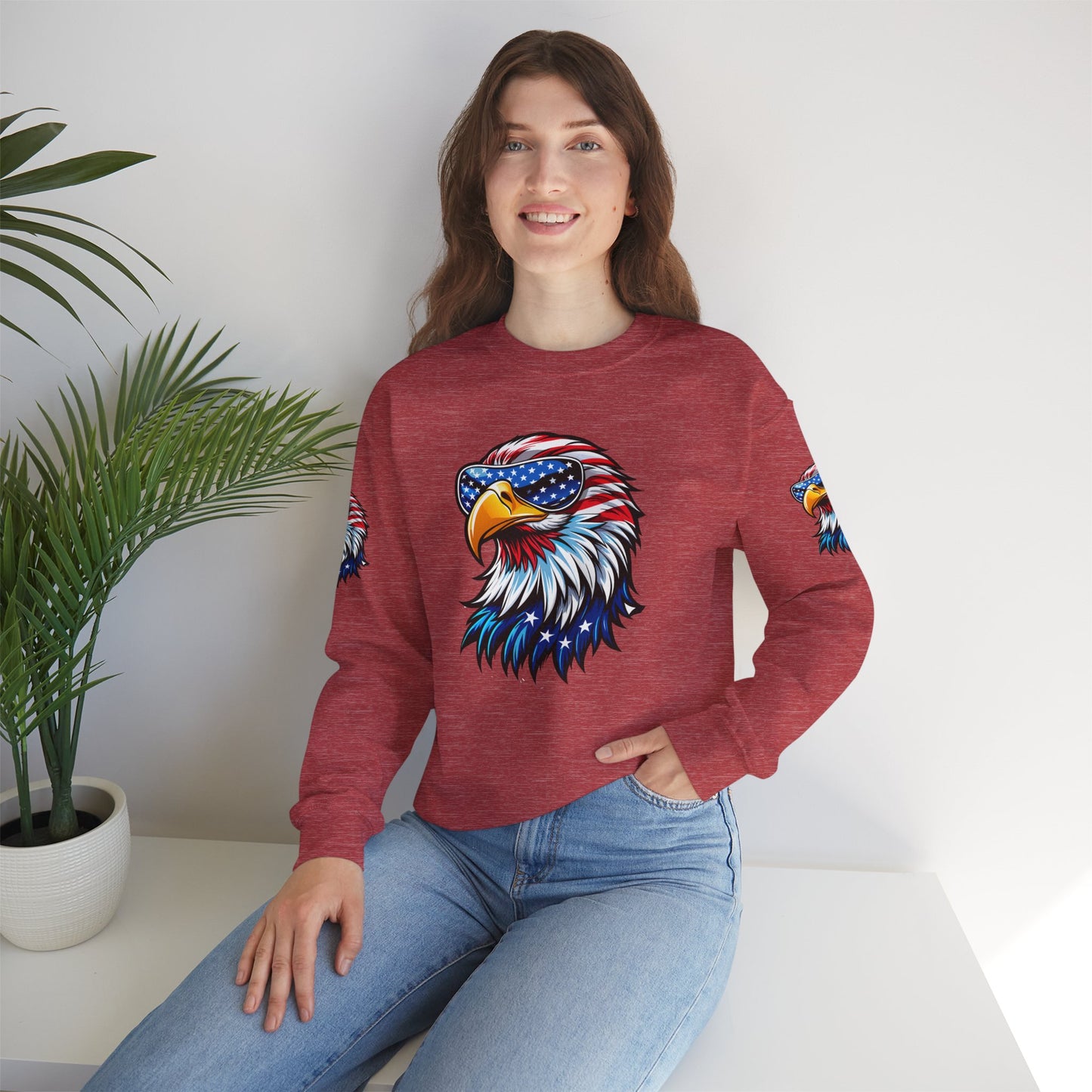 Princess Grace Patriotic Eagle Sweatshirt Unisex Heavy Blend Crewneck for Independence Day