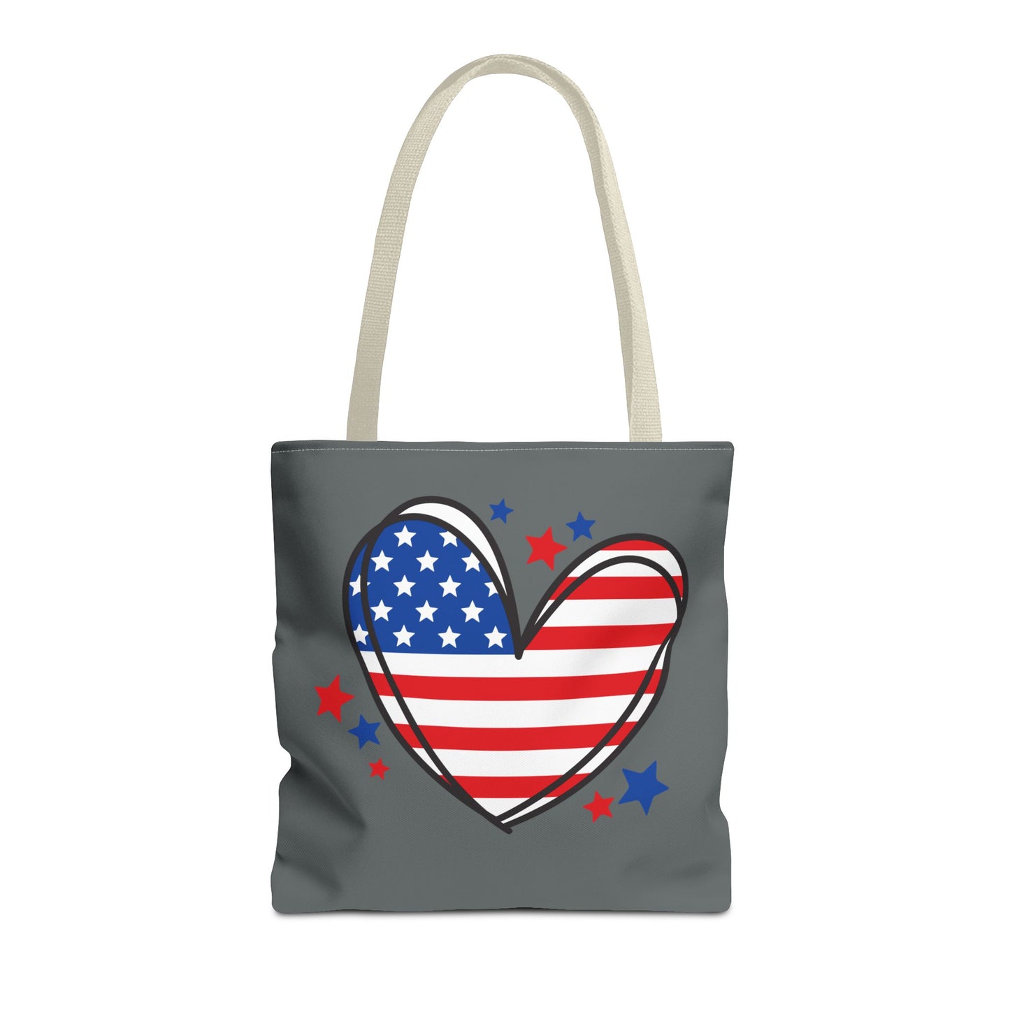 Princess Grace Patriotic Heart Tote Bag USA Flag Love
