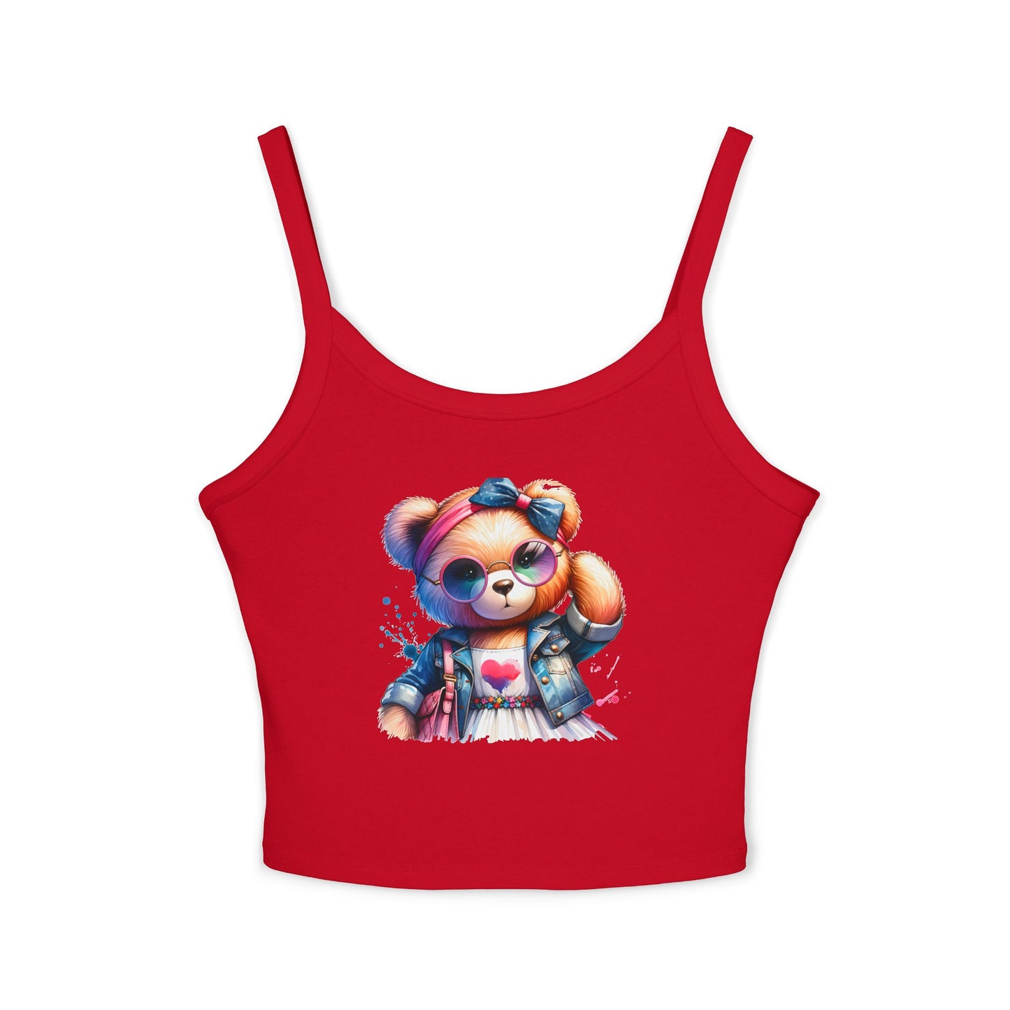 Princess Grace Cute Graphic Spaghetti Strap Tank Top with Trendy Bear Design