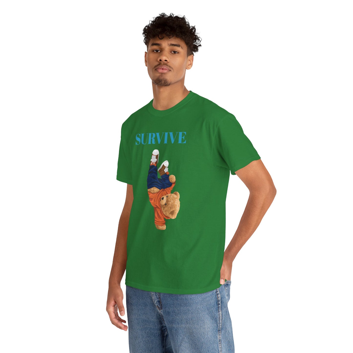 Princess Grace Survive Bear Graphic Unisex Heavy Cotton Tee Casual Streetwear Tee for Everyday Adventures