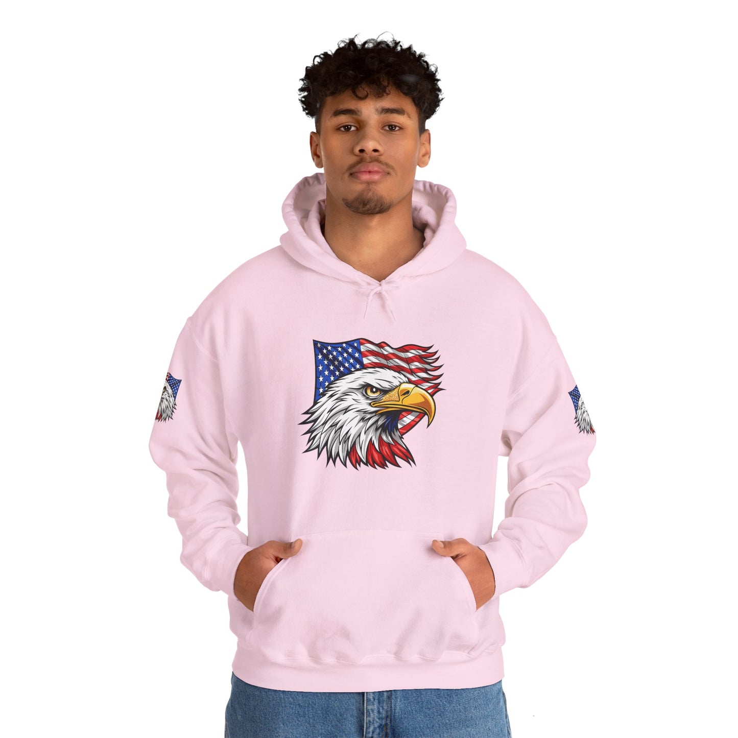 Princess Grace Patriotic Eagle Hoodie Unisex Heavy Blend Sweatshirt with American Flag Design