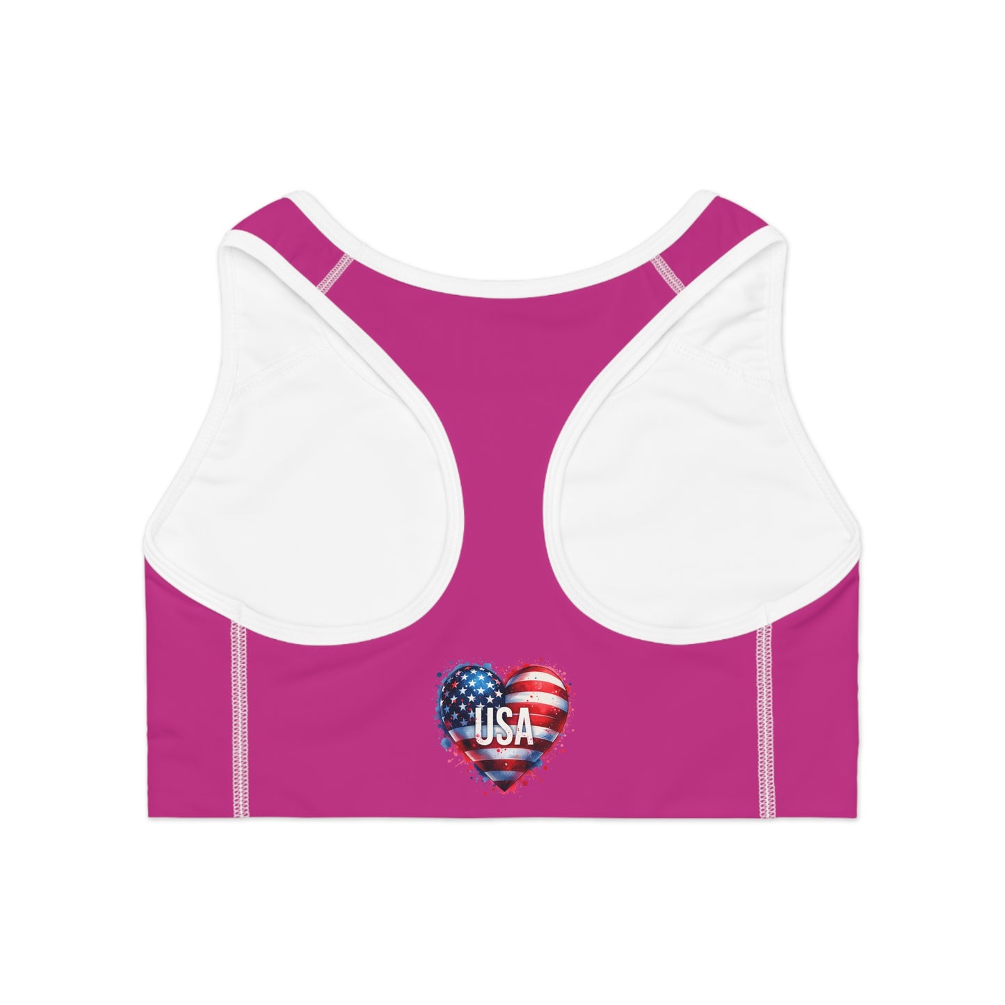 Princess Grace Patriotic USA Heart Sports Bra for Fitness Enthusiasts