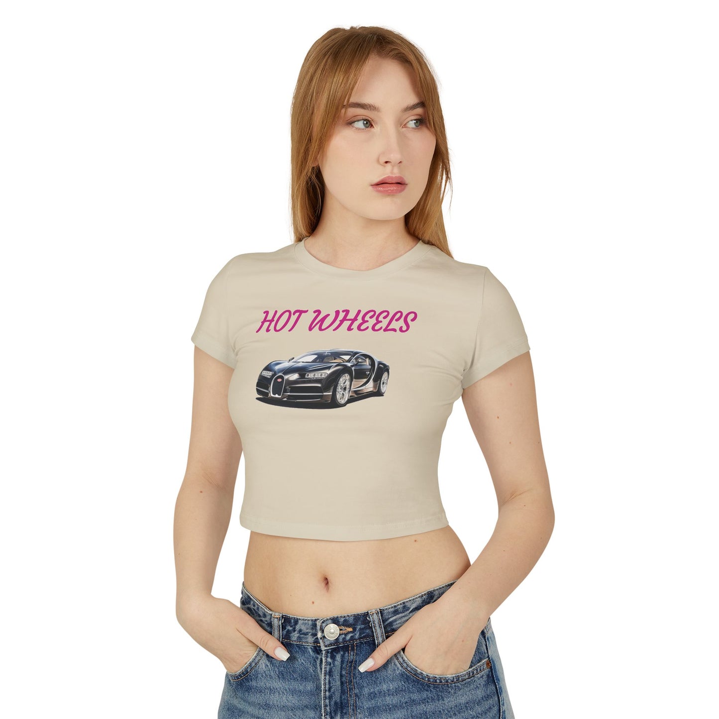 Princess Grace Hot Wheels Women's Baby Tee Cool Car Graphic Tee for Enthusiasts