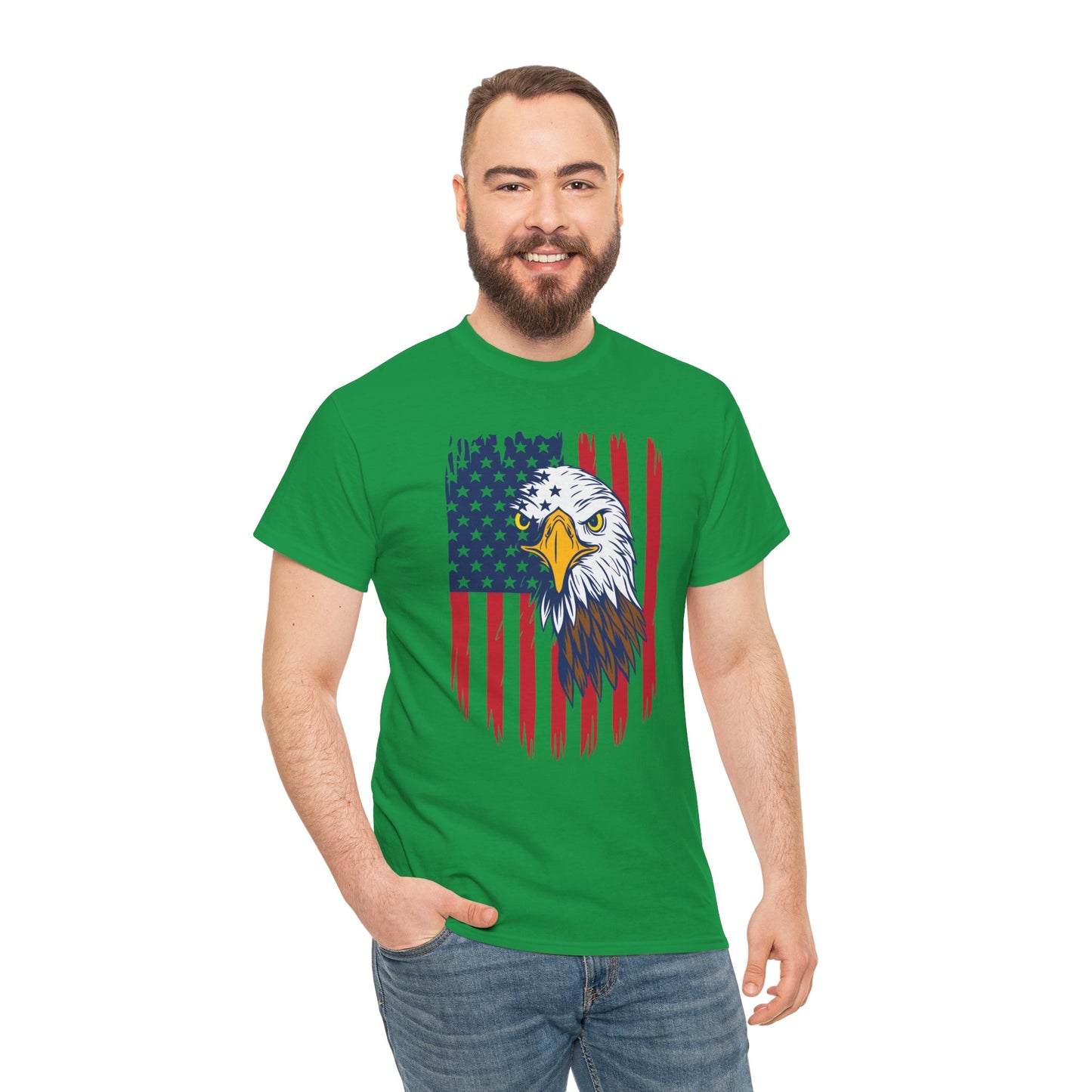 Princess Grace Eagle & American Flag Unisex Heavy Cotton Tee Patriotic Apparel for All Occasions