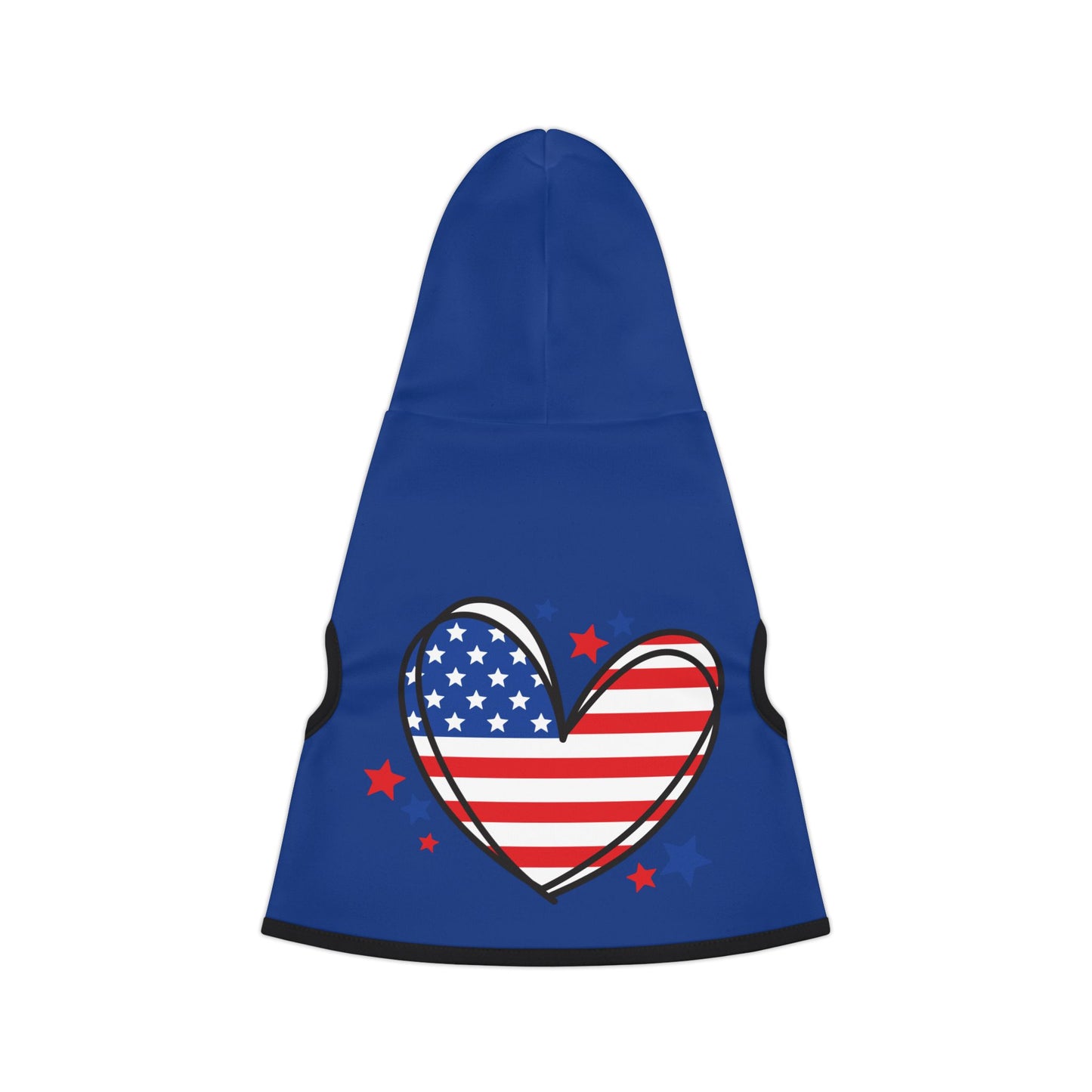 Princess Grace Patriotic Pet Hoodie Red White Blue Heart Design