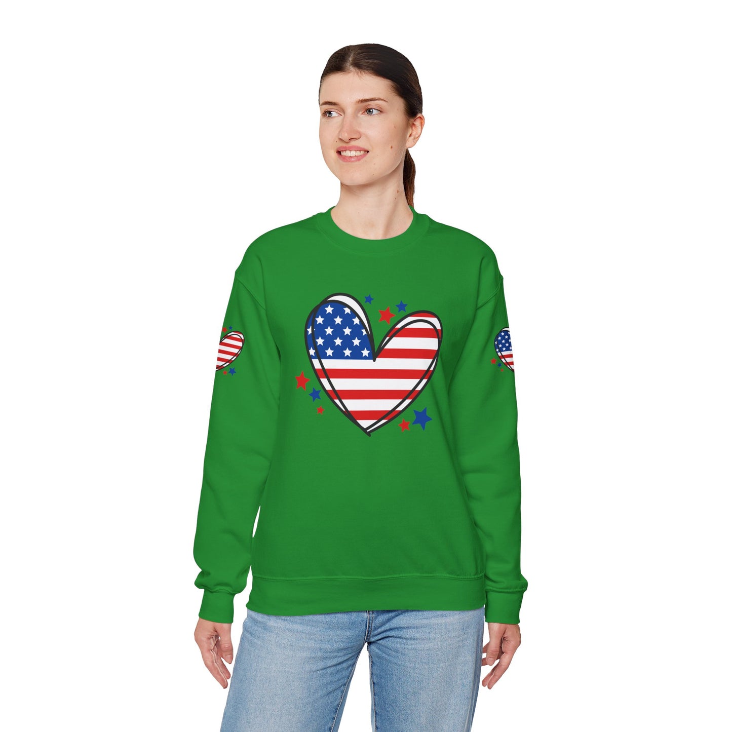 Princess Grace Patriotic Heart Crewneck Sweatshirt