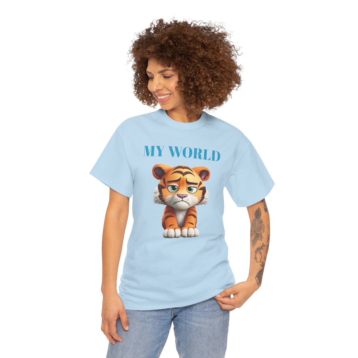 Princess Grace My World Tiger Unisex Heavy Cotton Tee Cute Animal T-Shirt for Kids & Adults