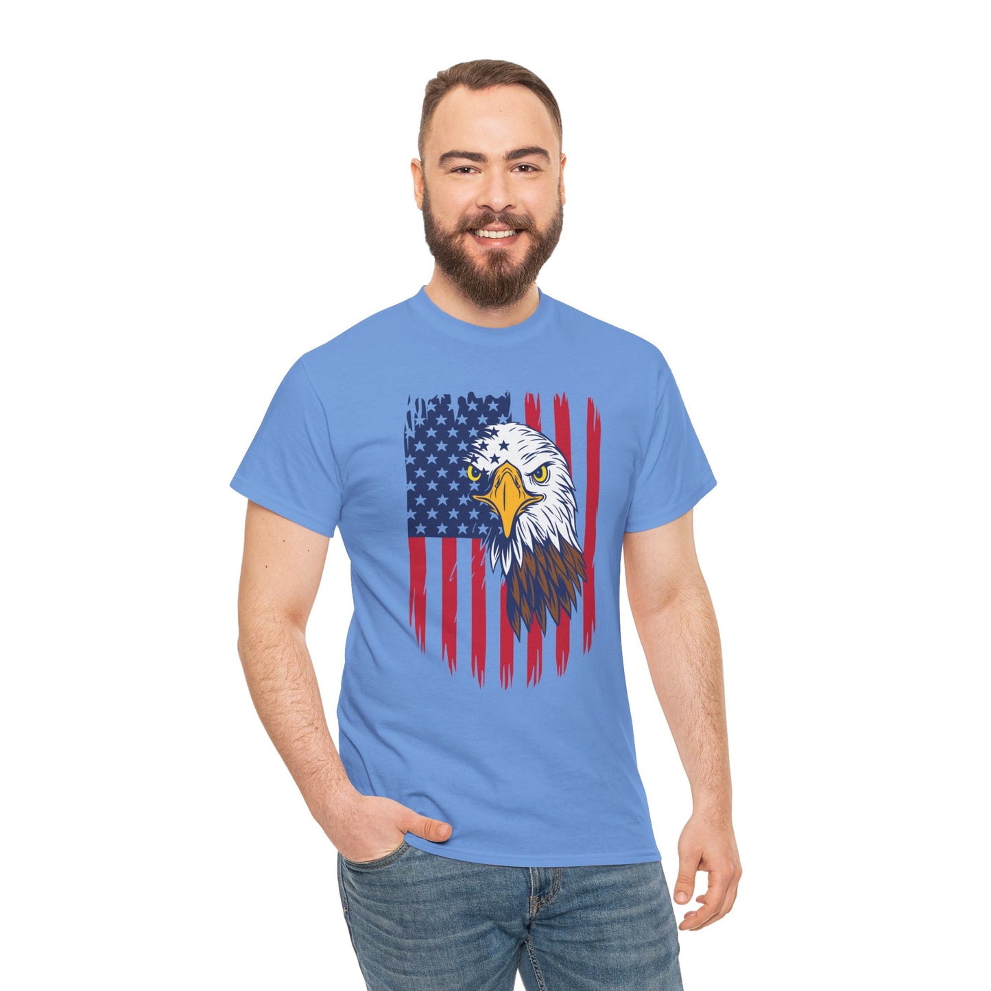 Princess Grace Eagle & American Flag Unisex Heavy Cotton Tee Patriotic Apparel for All Occasions