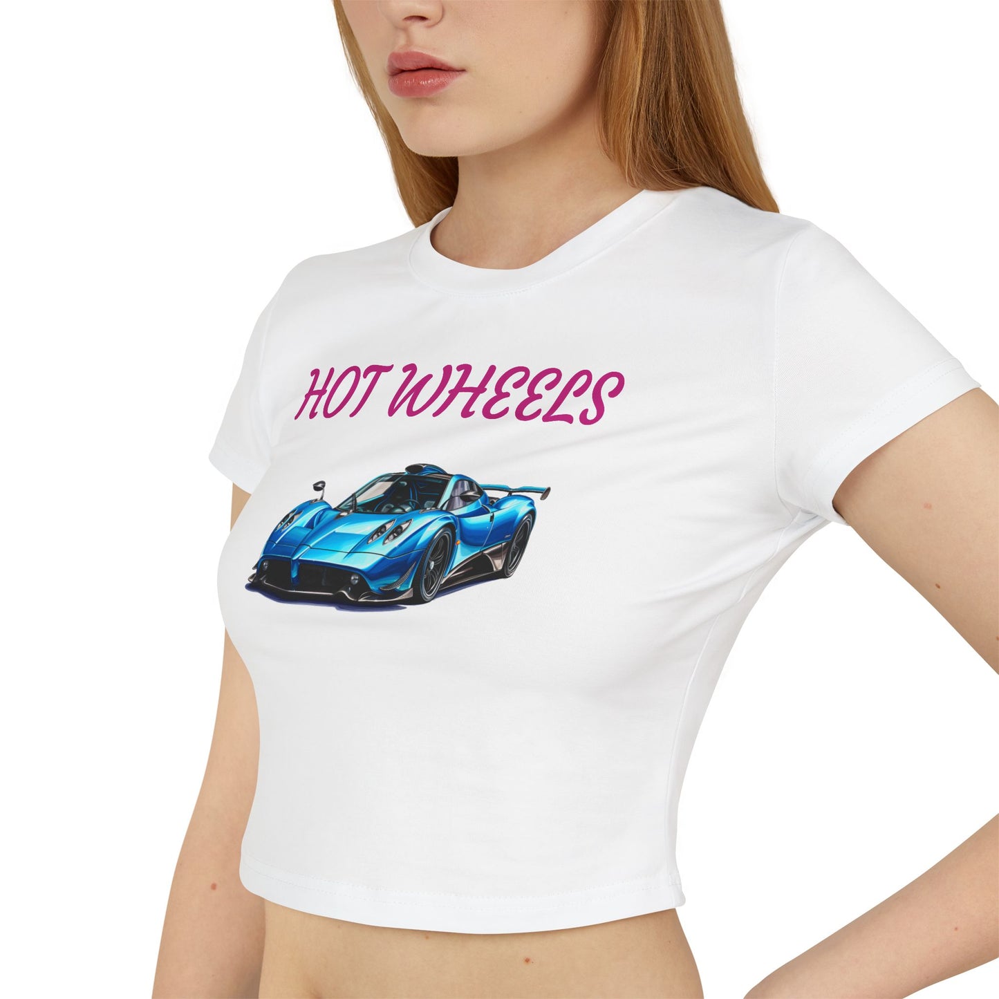 Princess Grace Hot Wheels Women's Baby Tee Trendy Race Car Graphic T-Shirt for Car Enthusiasts