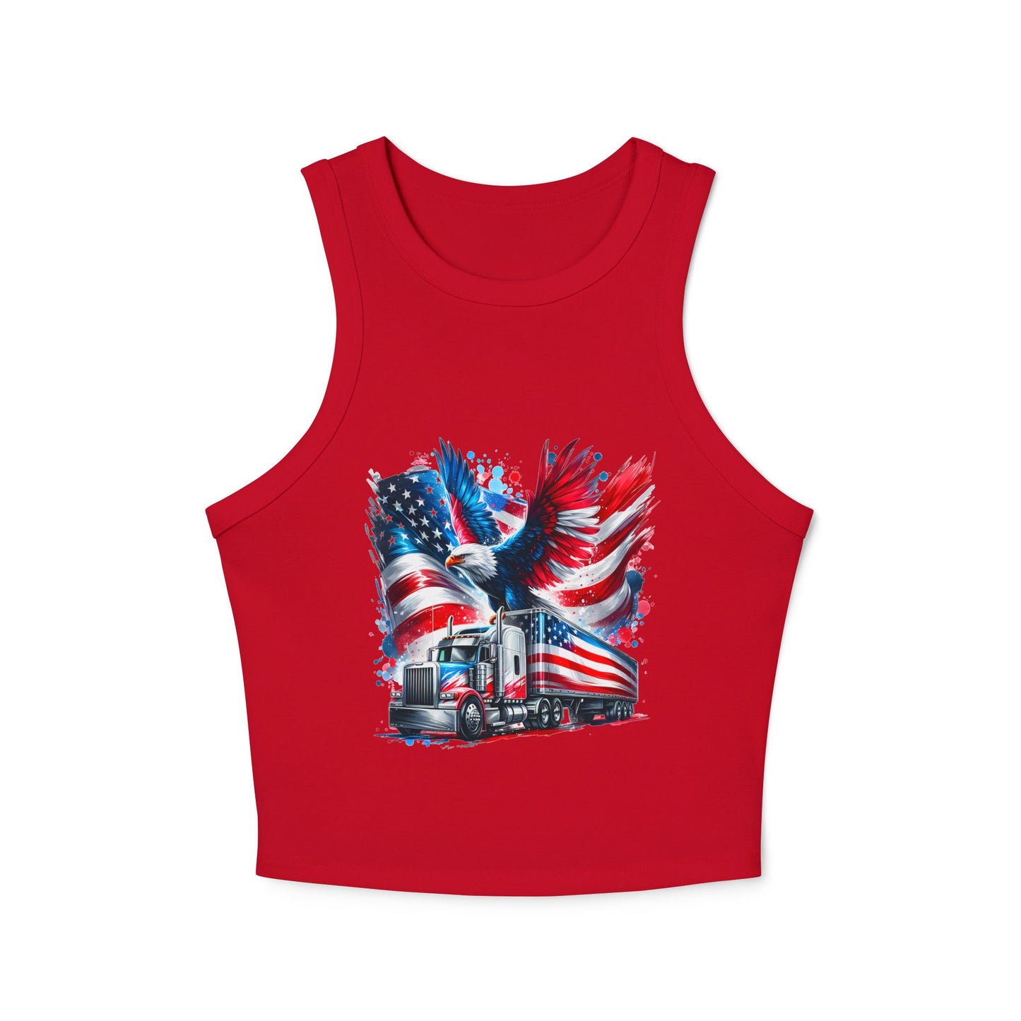 Princess Grace Patriotic Women's Racer Tank Top USA Truck & Eagle Design
