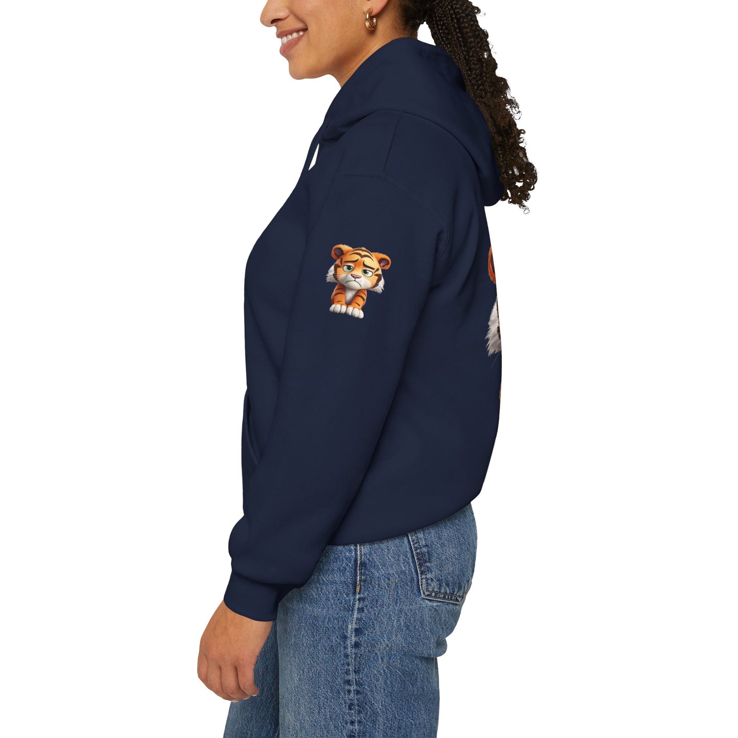 Princess Grace Playful Tiger Graphic Hoodie Unisex Heavy Blend Sweatshirt for Kids and Adults