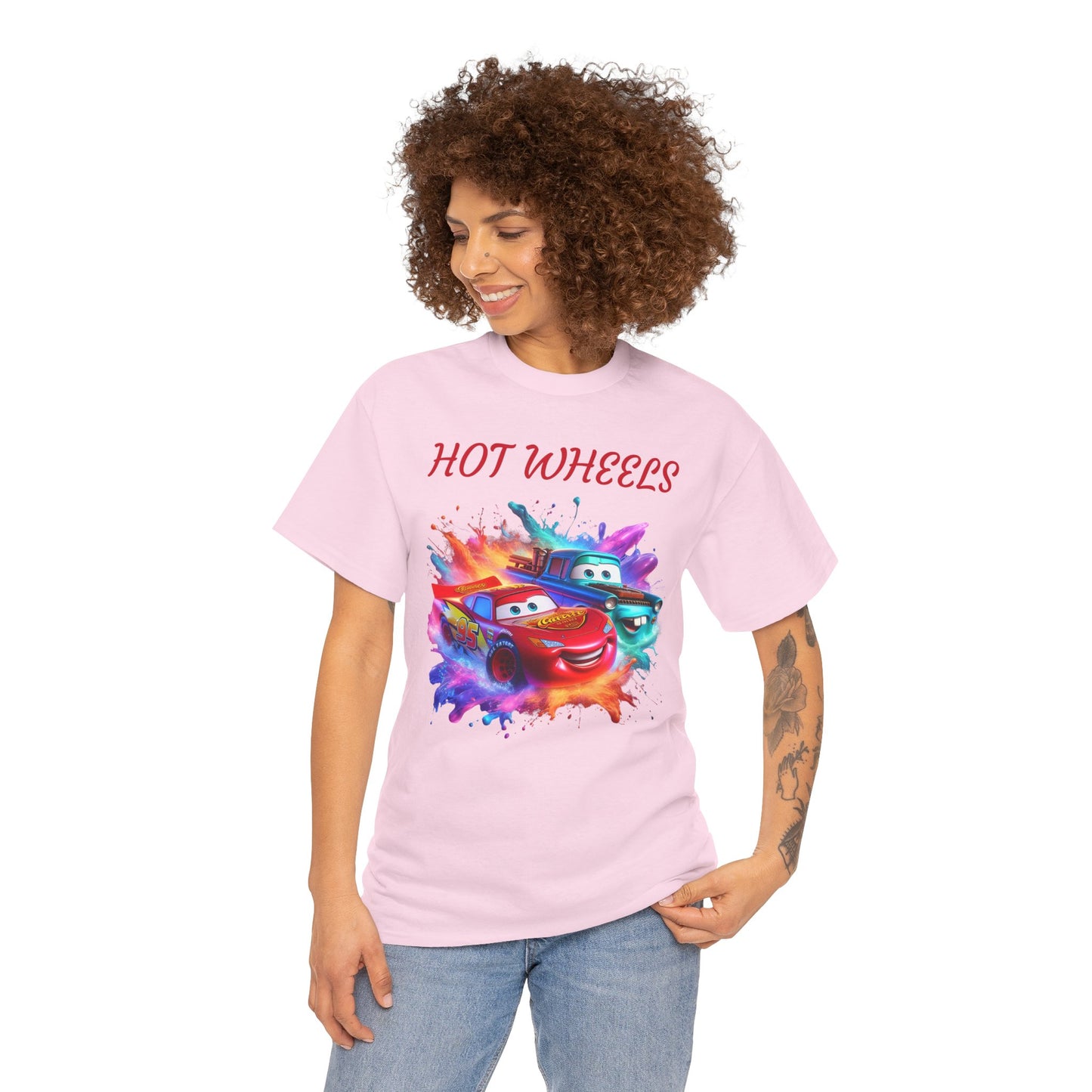 Princess Grace Hot Wheels Cotton Tee Fun and Colorful Graphic T-Shirt for Car Lovers