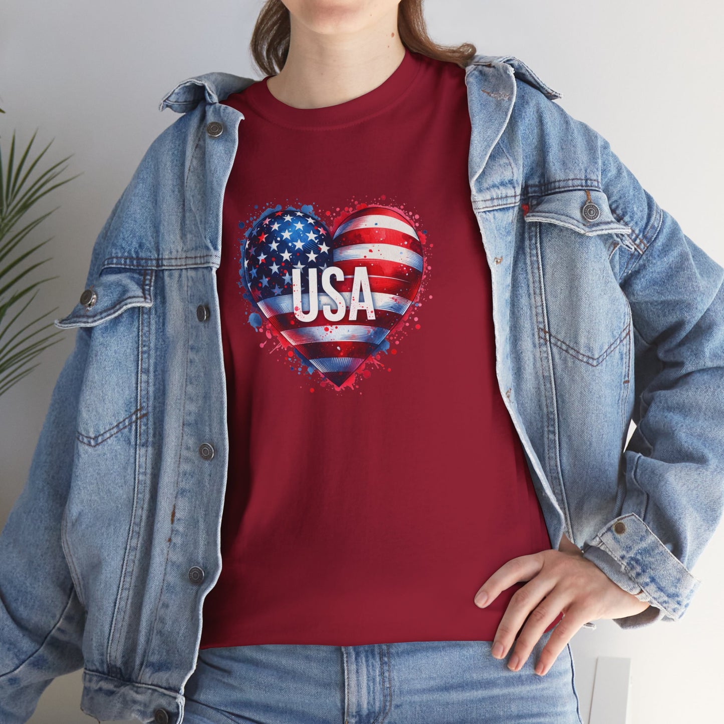 Princess Grace Patriotic Heart Unisex Cotton Tee USA Freedom Shirt